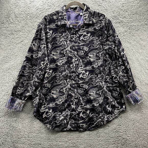 Robert Graham Men's 1X Long Sleeve Button Up Shirt Black White Design - Picture 6 of 10